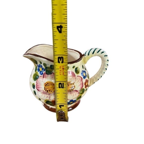 Italya Rossetti Vintage Creamer Floral Earthenware Japan Chicago Hand Painted - Picture 2 of 9